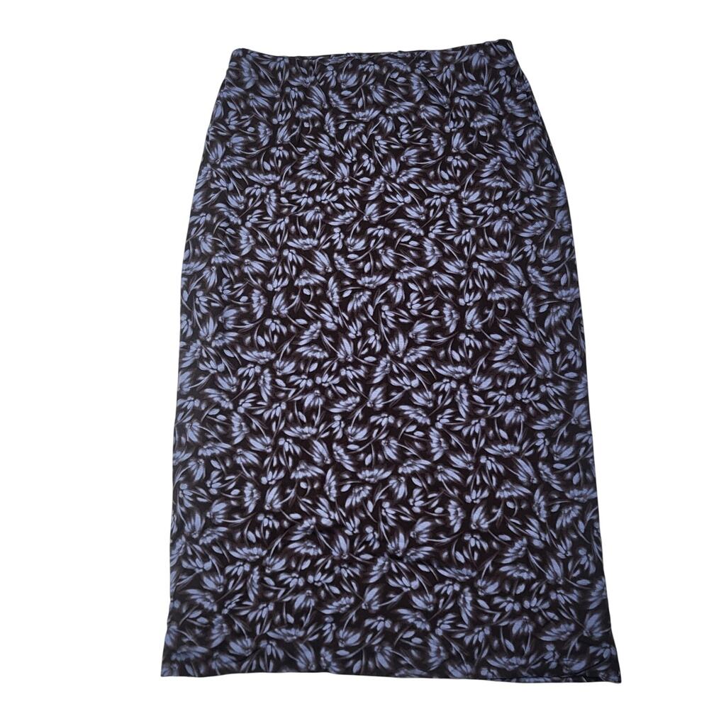 Madewell Drapey Pull On Midi Skirt Floral Knit Brown Blue Dark Carob Medium - Picture 3 of 6